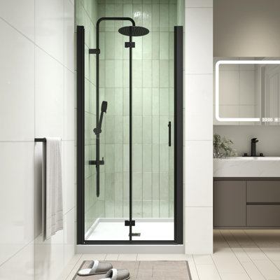 34" - 35 3/8" W x 72" H Bi-Fold Frameless Shower Door with 1/4" (6mm) Clear Tempered Glass