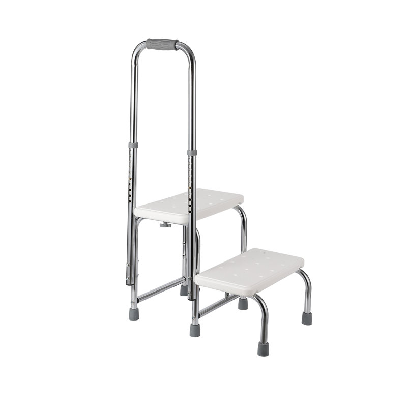 Marchepied avec poignée, rampe réglable en hauteur de 8,5 à 16,5 po, plateforme antidérapante, capacité de 450 lb, facile à assembler, repose-pieds pour personnes âgées, adultes, convient au chevet, à la cuisine, à la voiture, à la baignoire
