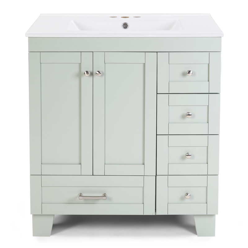 Meuble-lavabo 30 po avec lavabo en céramique, Gris