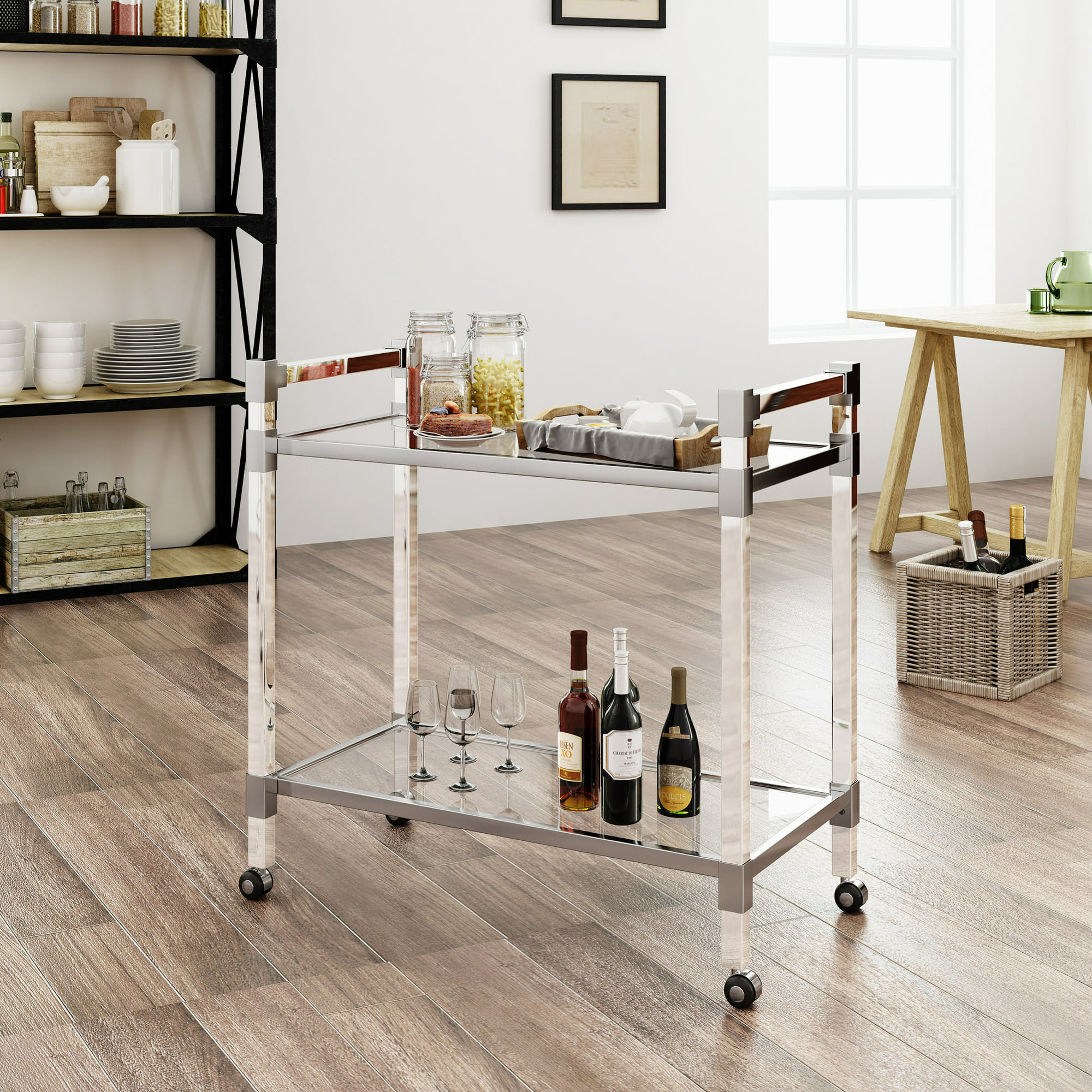 Mercer41 Kolar Modern Glass Bar Cart & Reviews | Wayfair