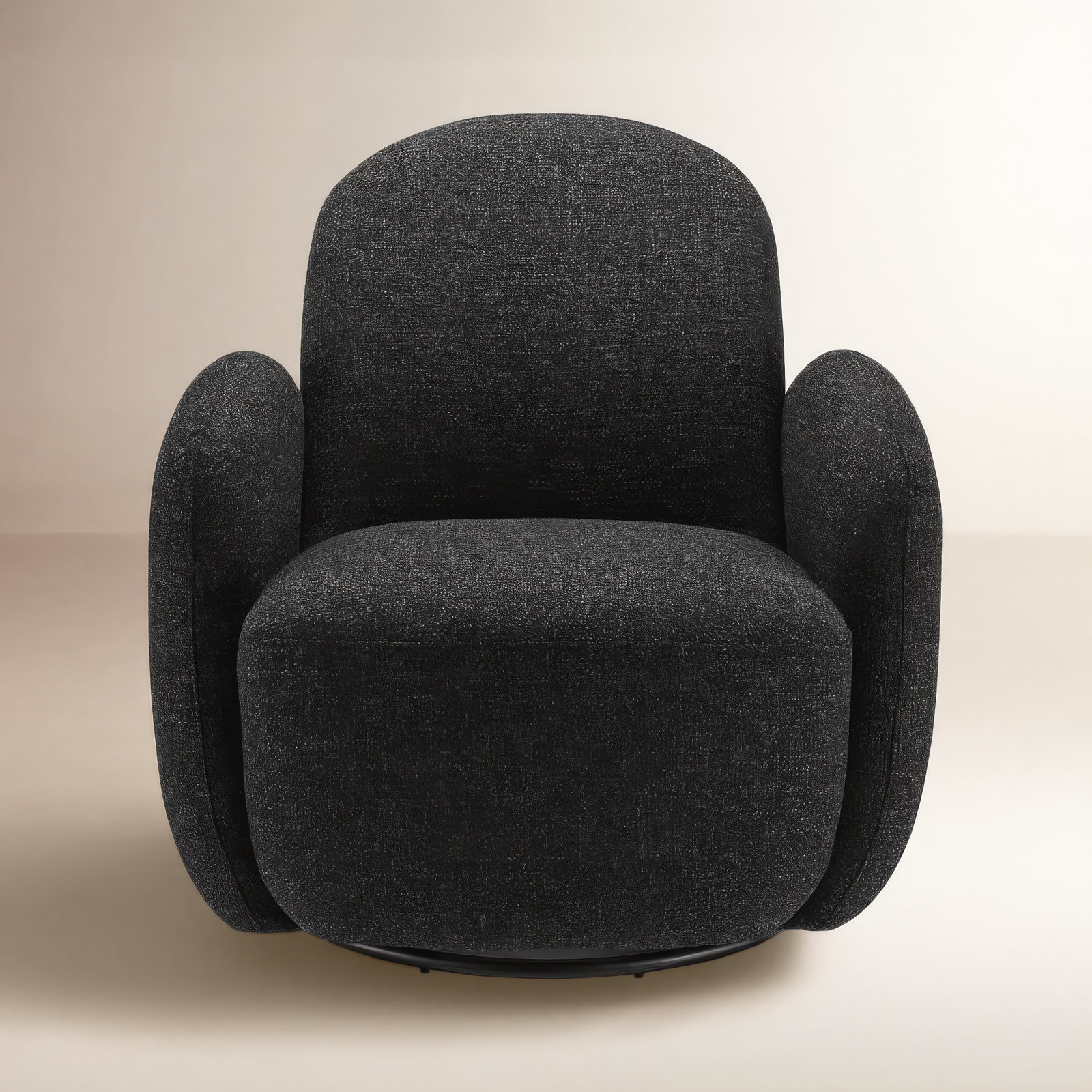 Lotta Swivel Lounge Chair, Black Fabric