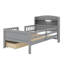 Lit plateforme moderne en bois simple équipé d'un éclairage à DEL, de rails de sécurité polyvalents pour la tête de lit et de deux tiroirs-1301848637