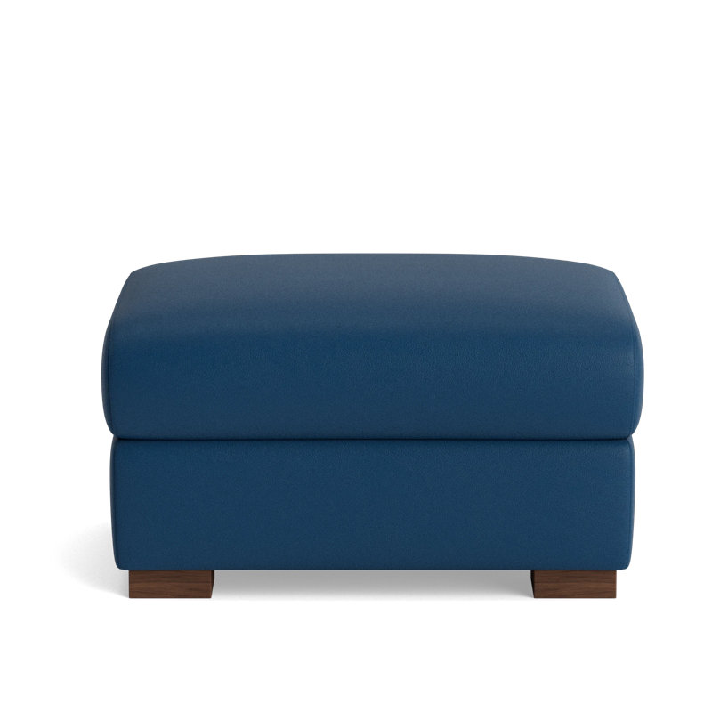 Catalina Ottoman, Leather - Deep Blue