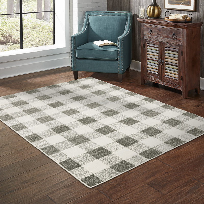 Tapis gris / ivoire Dashelle, Rectangle 9 pi 11 po x 13 pi