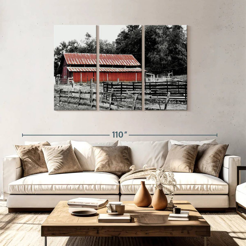 Lilie BW Rustic Barn, 48" H x 74" W