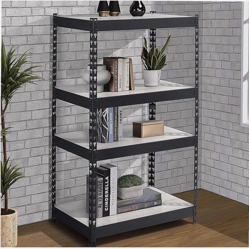 Natural and Black 4-tier Bookcase