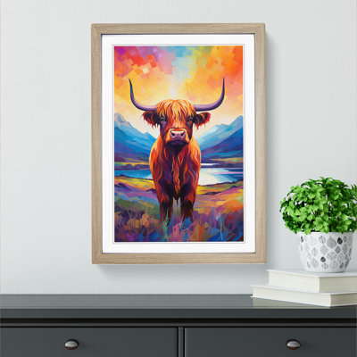 Highland Cow Futurism - Framed Print