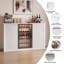 Armoire de bar avec mini réfrigérateur LAUSAINT ACCUEIL, armoire à vin moderne pour la maison, station de café avec support à vin et porte-verre, buffet de rangement pour la cuisine, le salon, l 55,1 po blanc-1121231345