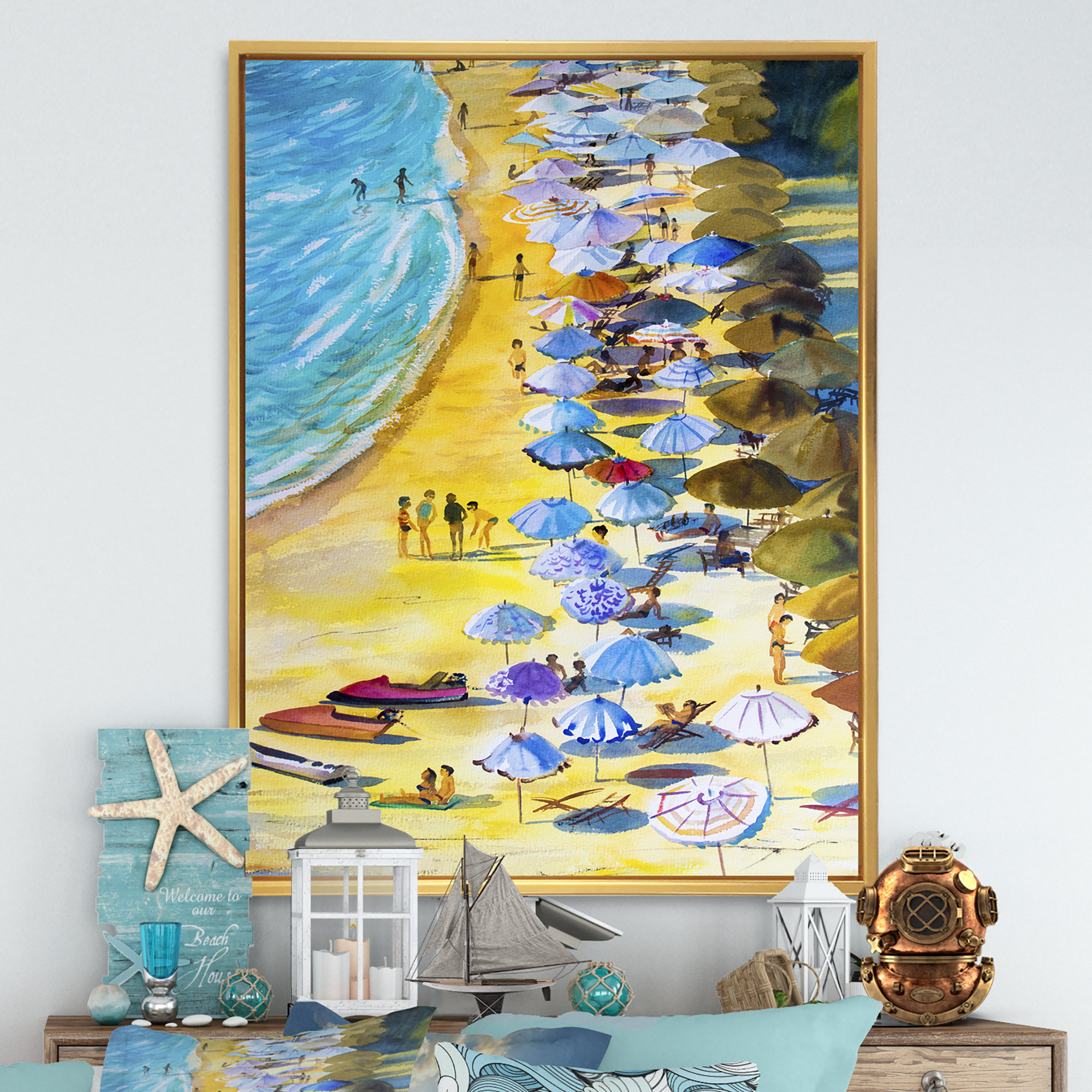 Framed Wall Art Set of 6 California Coastal Beach Prints. 24x36