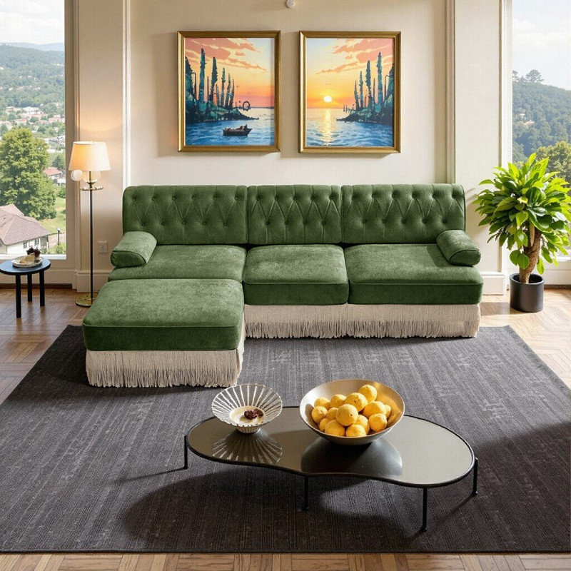 Canapé modulaire Chesterfield, Vert