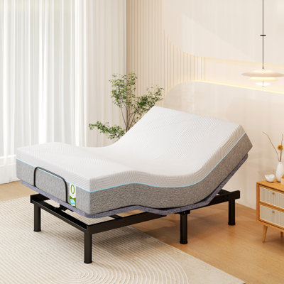 Base de lit réglable réglable avec matelas 12 po, tête de lit double et repose-tête électrique avec télécommande sans fil | 0 gravité | Anti-ronflement | DEL sous le lit | Ports USB