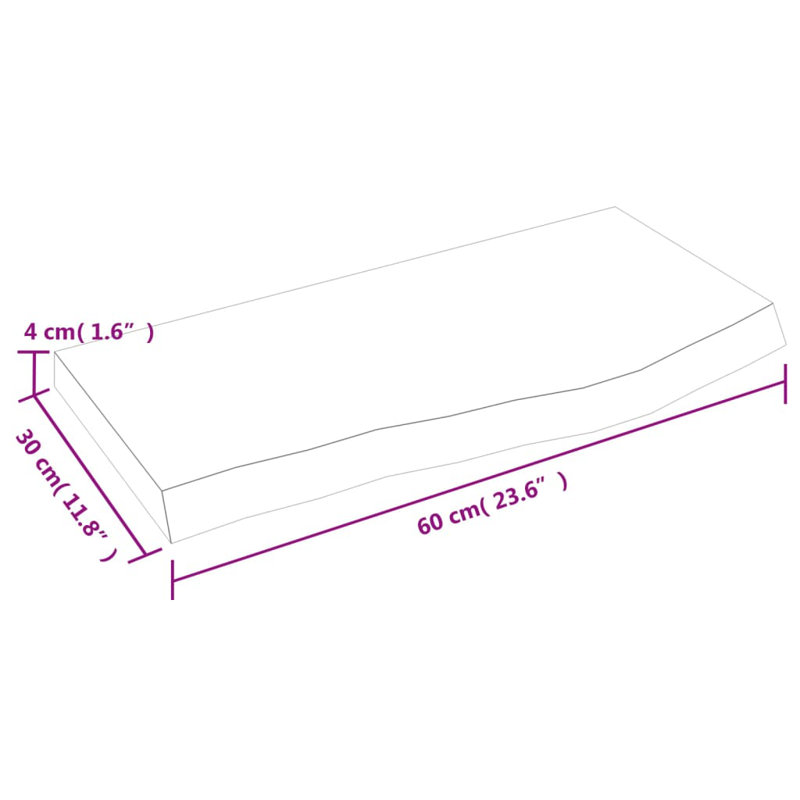 Clintonpark Oak Solid Wood Floating Shelf, 4 cm H x 60 cm W x 30 cm D