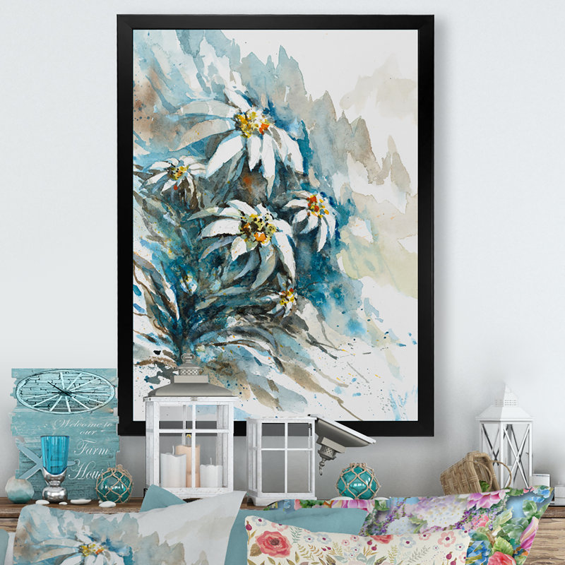 «Abstract Rare Edelweiss Flowers», reproduction de cadre photo sur toile, H 20 po x l 12 po x P 1 po