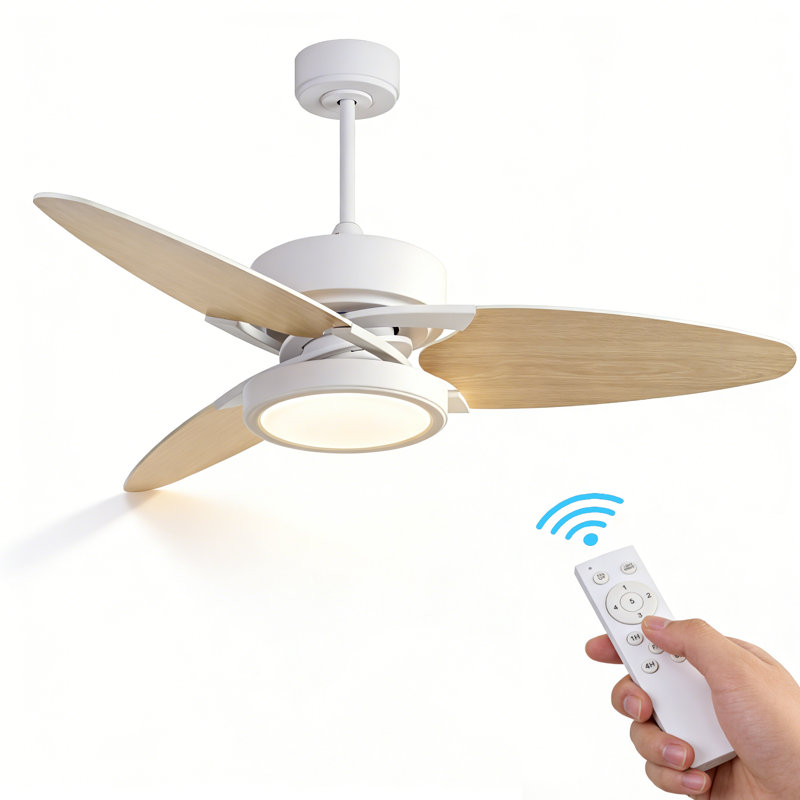 Light Pro 52" 3-blade Plywood Smart Ceiling Fan With Remote Control And Light Kit