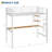 Twin Loft Bed with Large Desk & Storage Shelves, Heavy-Duty Metal Frame with Full Guardrail, Space-Saving Design-1140275076