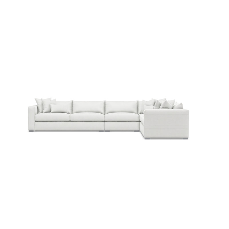 Bernhardt Helena 4-Piece Fabric Sectional, 32.5" H x 157" W x 120.5" D, White Polyester
