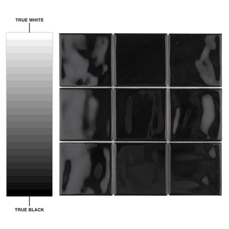 Twist 4" x 4" Ceramic Grid Mosaic Tile, Black Olive