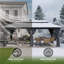 Pavillon de jardin extérieur 20 'x 10' avec double toit souple ventilé, filet, rideaux d'intimité-134461688