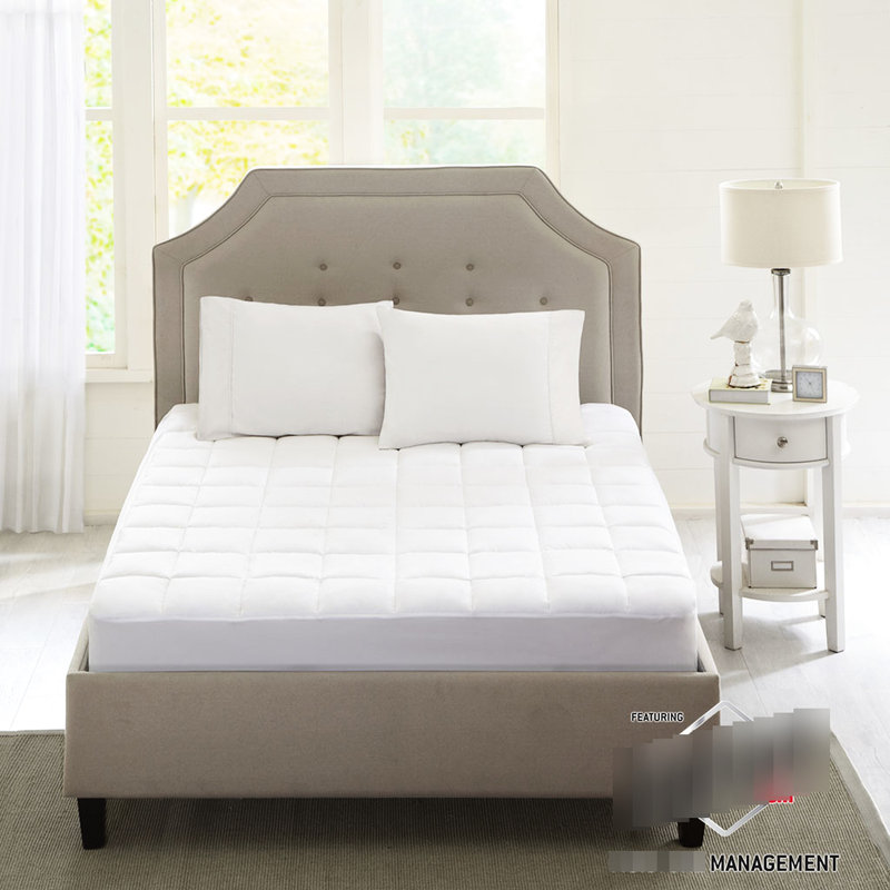 Housse pour couvre-matelas pleine grandeur - Microfibre de 3 m, traitée, microbienne, convenant à un matelas de 18 po, protecteur de rehausseur de lit lavable en microfibre respirant, jusqu'à matelas, et