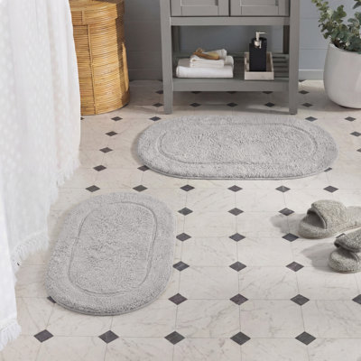 Ensemble de tapis de salle de bain ovale antidérapant en coton de qualité supérieure