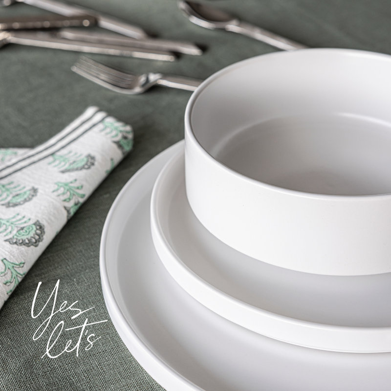 Stackable over&back Semi Hand-Finished Stoneware Cereal Bowls, White