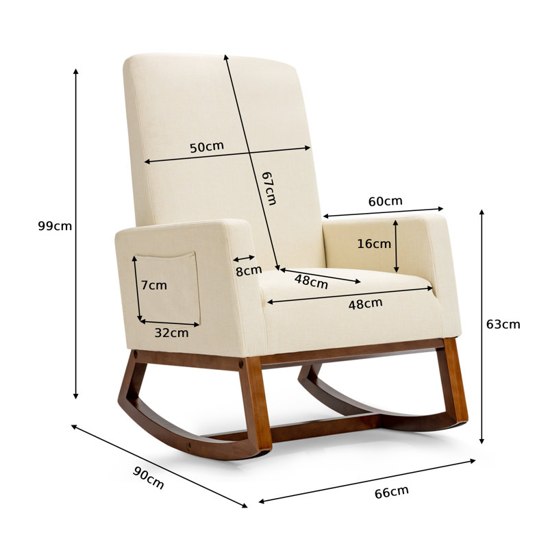 Aderes Solid Wood Rocking Chair, Beige