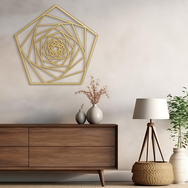 Décoration murale en métal, H 30 po x l 30 po x P 0,05 po, Or