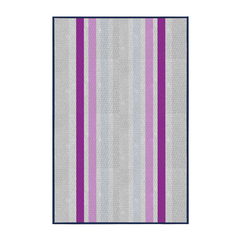 Tapis rose à rayures Ruchelly, Rectangle 5 pi x 7 pi