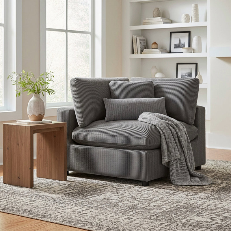 Coin de coin Chelsea - Velours côtelé gris anthracite, Gris anthracite