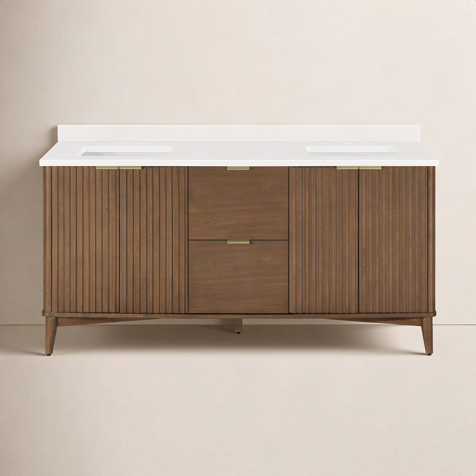 Gabi 72" Double Bathroom Vanity, Warm Walnut