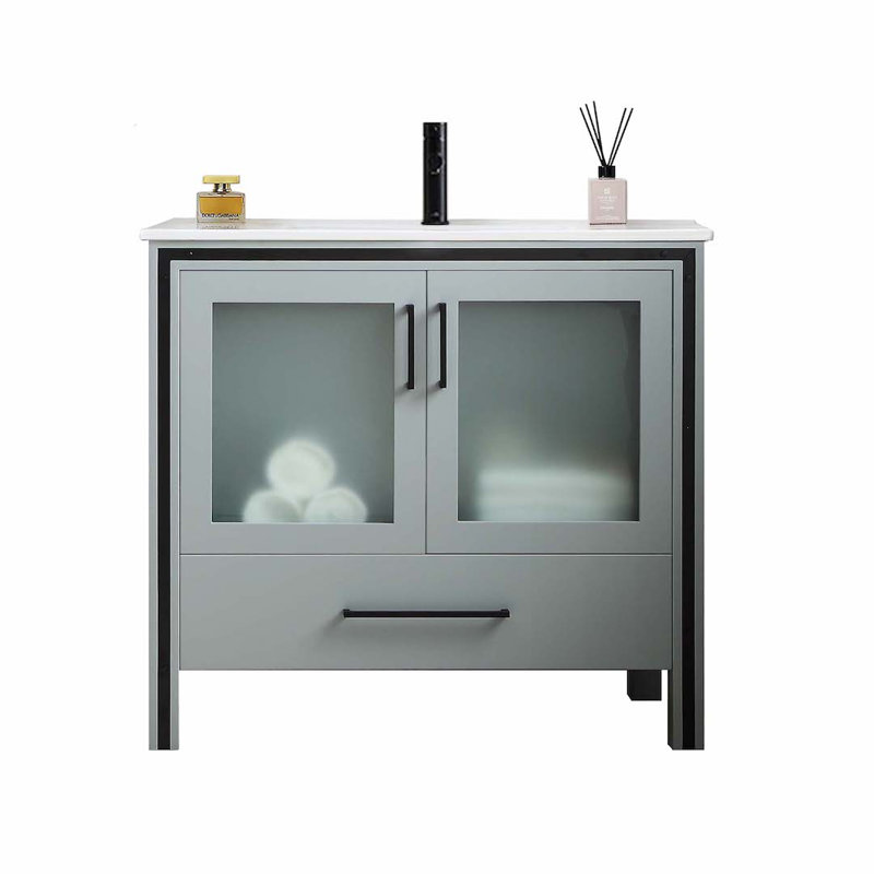 36'' Single Bathroom Vanity with Sink, Matte Grey