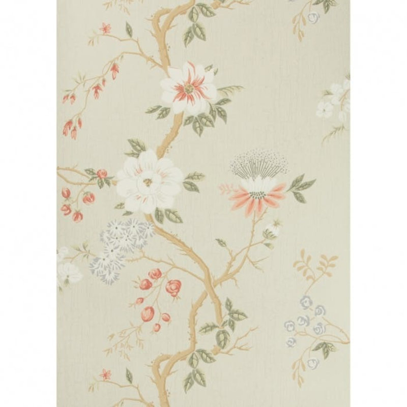 Camellia Floral Wallpaper Roll, Coral/Light Blue