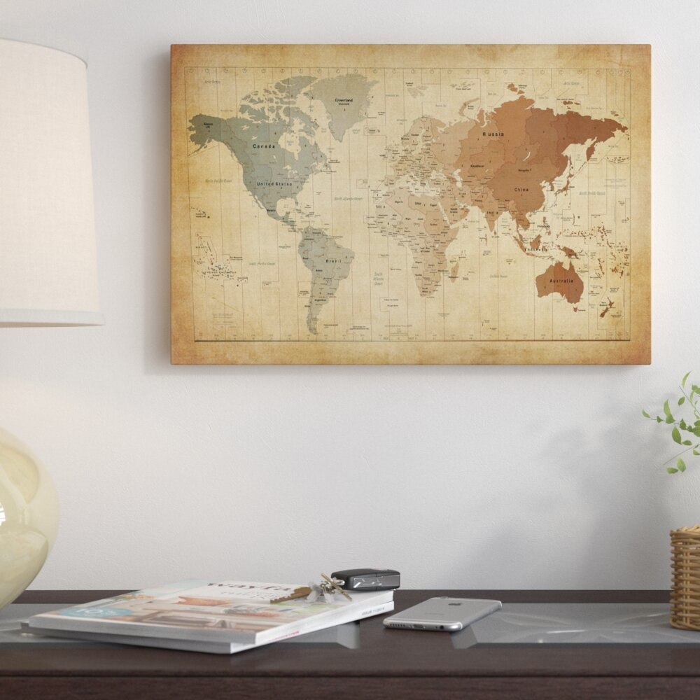 East Urban Home 'Map of the World III' Graphic Art Print & Reviews ...