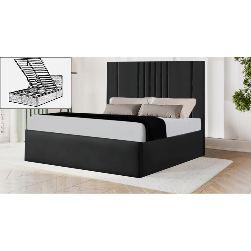 Berdeen Upholstered Ottoman Storage Bed, Black, Double (4'6)
