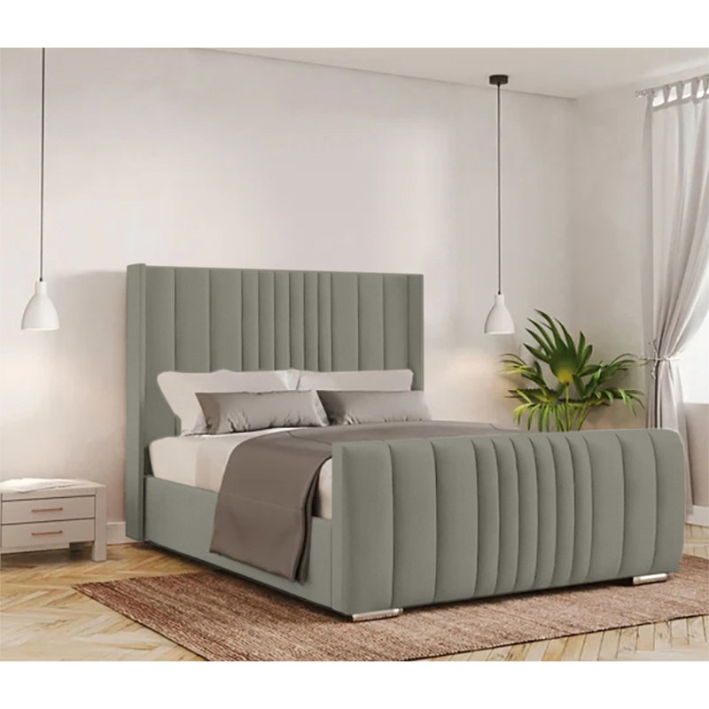 Schwamm Upholstered Bed Frame, Double (4'6), Asphalt