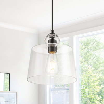 Luminaire suspendu en verre transparent à 1 lumière pour salle à manger