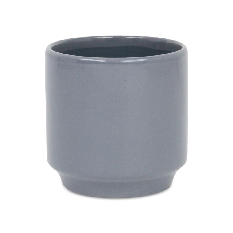 Handmade Ceramic Pot Planter, Gray, 5.75" H x 5.75" W x 5.75" H