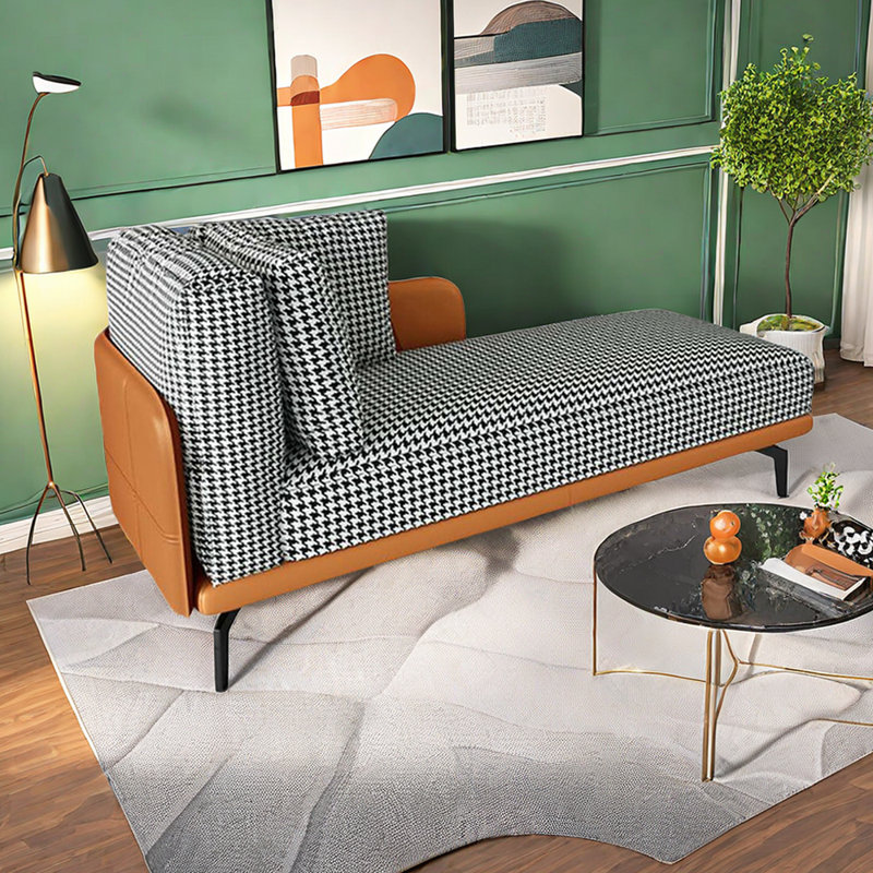 Chaise longue rembourrée Ruach, Brun, Chaise longue à accoudoir gauche