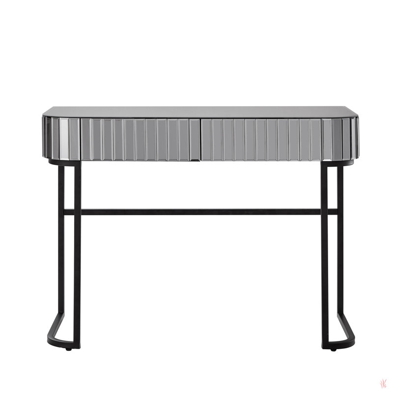 39" Mirrored Makeup Vanity Table With Stainless Steel Base, Mirrored Console Dressing Table With 2 Drawers,Versatile Desk For Bedroom And Office