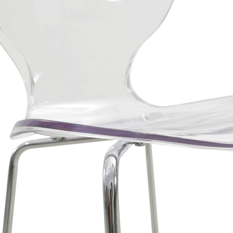 Edenfield Acrylic Barstool with Steel Frame in Chrome Finish (Set of 2), Clear