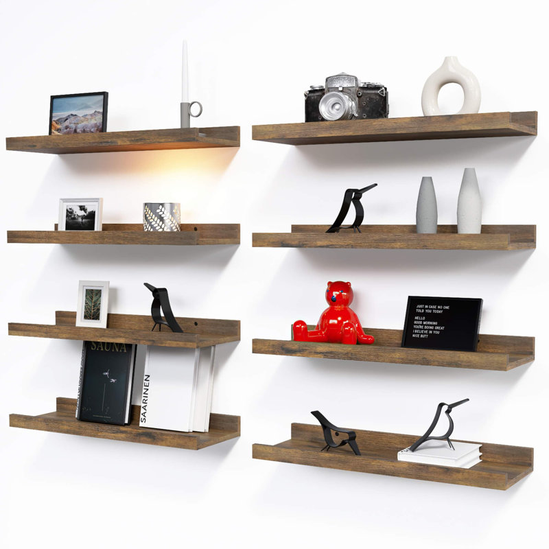 Ensemble de 8 tablettes murales flottantes, Brun