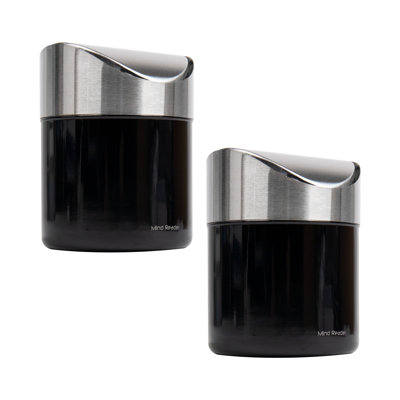 Mind Reader Mini Countertop Trash Can, 1.5L (0.40 gal), Waste Paper Basket, Office, 4.75"L x 4.75"W x 6.25"H, 2-Pack