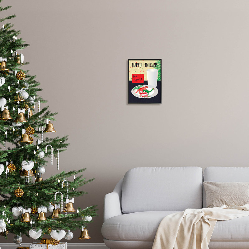 Joyeuses Fêtes, père Noël dinosaure at-217, Cadre noir, H 14 po x l 11 po x P 1,5 po