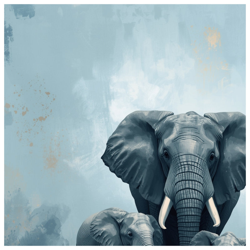 Couvertures de famille d'éléphants dans les prairies, 50 po L x 60 po H