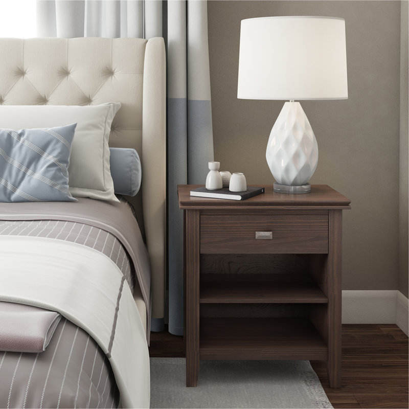 Bedside Table, Dark Brown