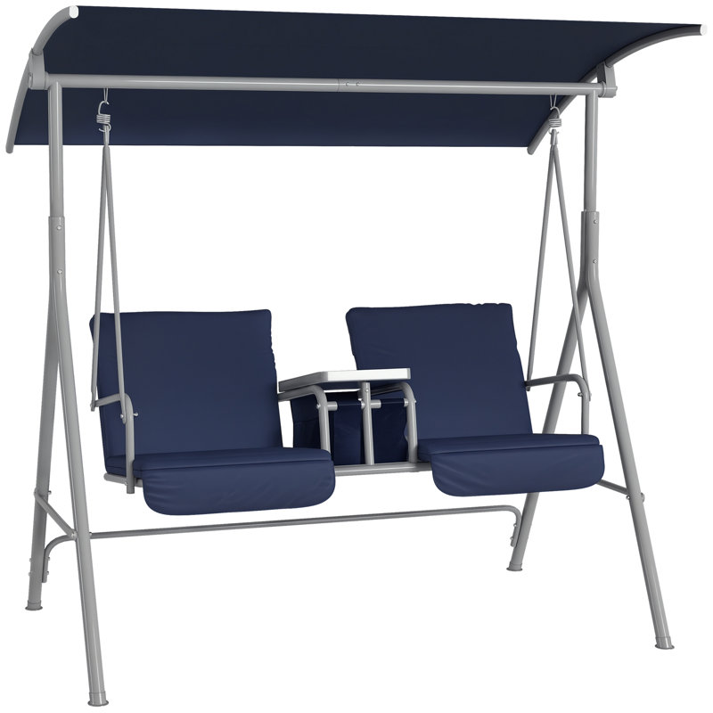 Balancelle de terrasse couverte avec support German, Bleu très foncé