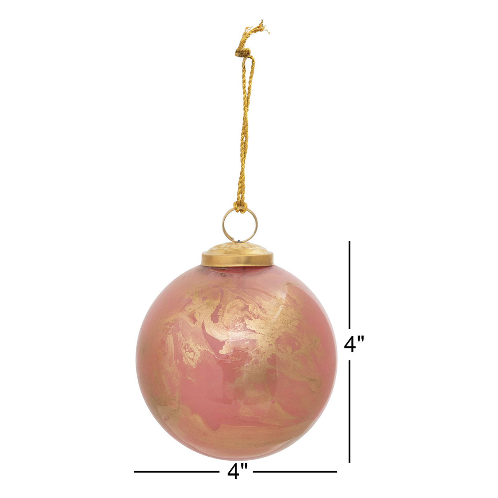 Abstract Glass Animals Ball Ornament, 4" H x 4" W x 4" D