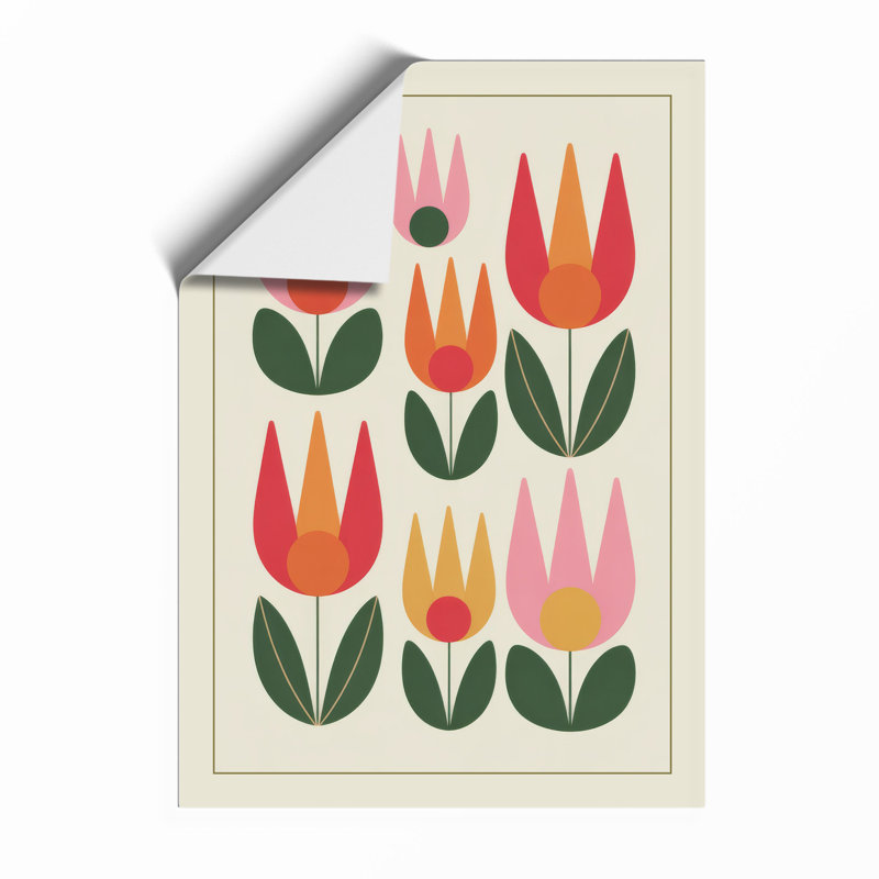 Stylized Tulip Composition Mid-Century - Framed Print, Unframed, A1 - 84.1 x 59.4 cm