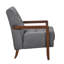 Chaise d'appoint contemporaine avec siège en cuir gris foncé, noyau en contreplaqué et bois de finition noyer moderne en cuir 100%, structure, accoudoirs, pieds, dossiers, accoudoirs-1891280287