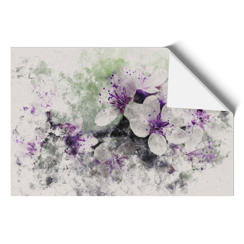 White and Purple Blossoms Watercolour - Frameless Print, 21cm H x 30cm W x 0.1cm D